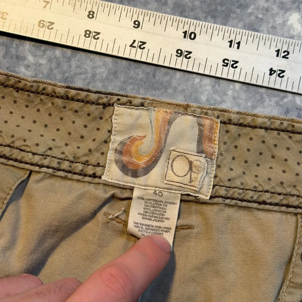 Y2K OP Ocean Pacific Mens Plaid Cargo Shorts Brown Tan Size 40‎ Cut Off Hem Surf